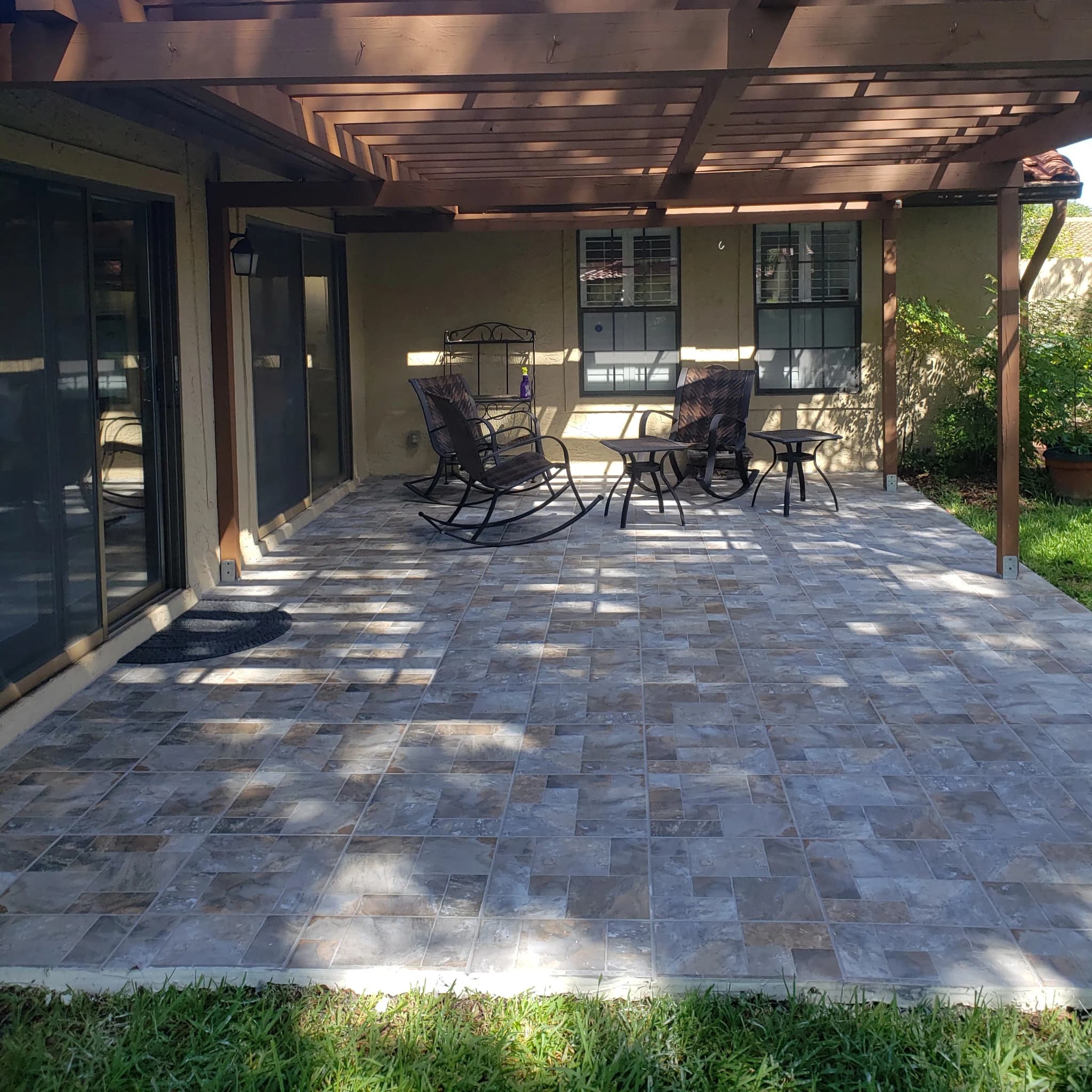 Outdoor patio tile installation