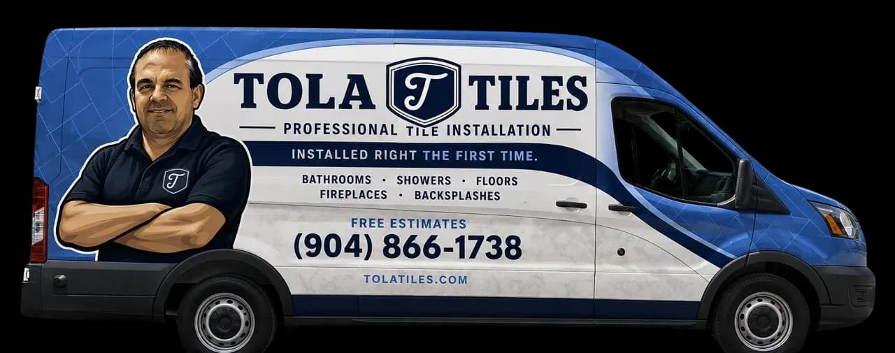 Tola Tiles work truck — free estimates, (904) 866-1738